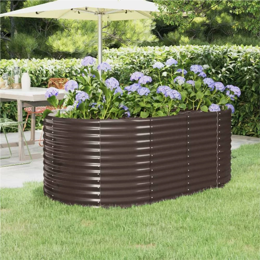 Garden Planter Powder-coated Steel 175x100x68 Cm Brown