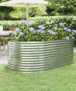 Garden Planter Powder-coated Steel 175x100x68 Cm Silver