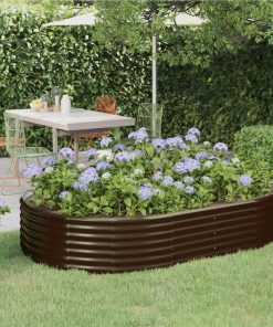 Garden Planter Powder-coated Steel 214x140x36 Cm Brown