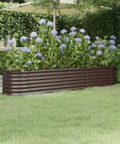 Garden Planter Powder-coated Steel 224x40x36 Cm Brown