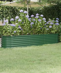 Garden Planter Powder-coated Steel 224x40x36 Cm Green
