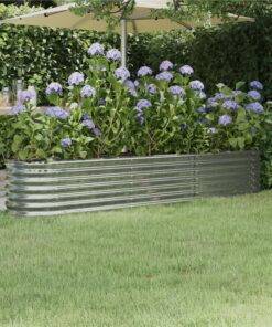 Garden Planter Powder-coated Steel 224x40x36 Cm Silver