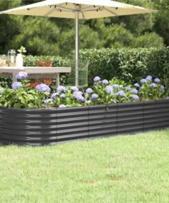 Garden Planter Powder-coated Steel 224x80x36 Cm Anthracite