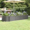 Garden Planter Powder-coated Steel 224x80x36 Cm Grey