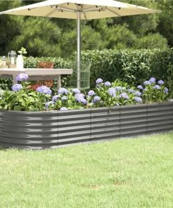 Garden Planter Powder-coated Steel 224x80x36 Cm Grey