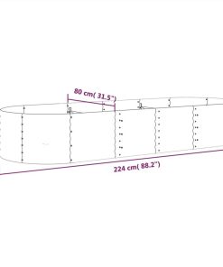 Garden Planter Powder-coated Steel 224x80x36 Cm Grey -Room Garden Planter Powder coated Steel 224x80x36 cm Grey 515026 5