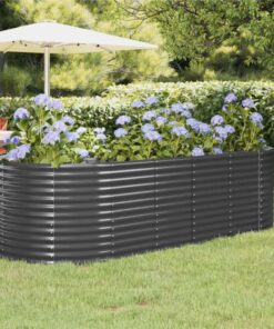 Garden Planter Powder-coated Steel 249x100x68 Cm Anthracite
