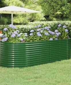Garden Planter Powder-coated Steel 249x100x68 Cm Green