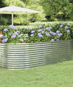 Garden Planter Powder-coated Steel 249x100x68 Cm Silver