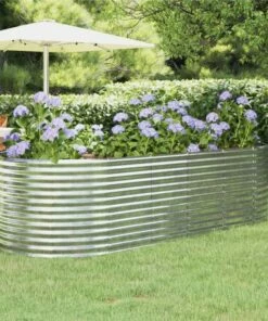 Garden Planter Powder-coated Steel 249x100x68 Cm Silver