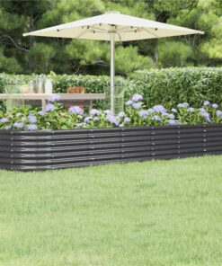 Garden Planter Powder-coated Steel 296x80x36 Cm Anthracite