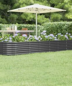 Garden Planter Powder-coated Steel 296x80x36 Cm Anthracite