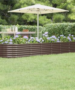 Garden Planter Powder-coated Steel 296x80x36 Cm Brown
