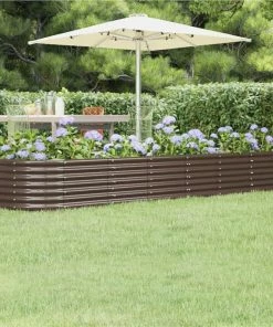 Garden Planter Powder-coated Steel 296x80x36 Cm Brown