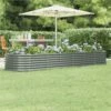 Garden Planter Powder-coated Steel 296x80x36 Cm Grey