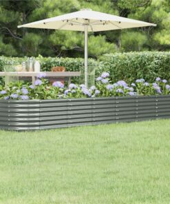Garden Planter Powder-coated Steel 296x80x36 Cm Grey
