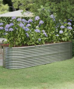 Garden Planter Powder-coated Steel 296x80x68 Cm Silver