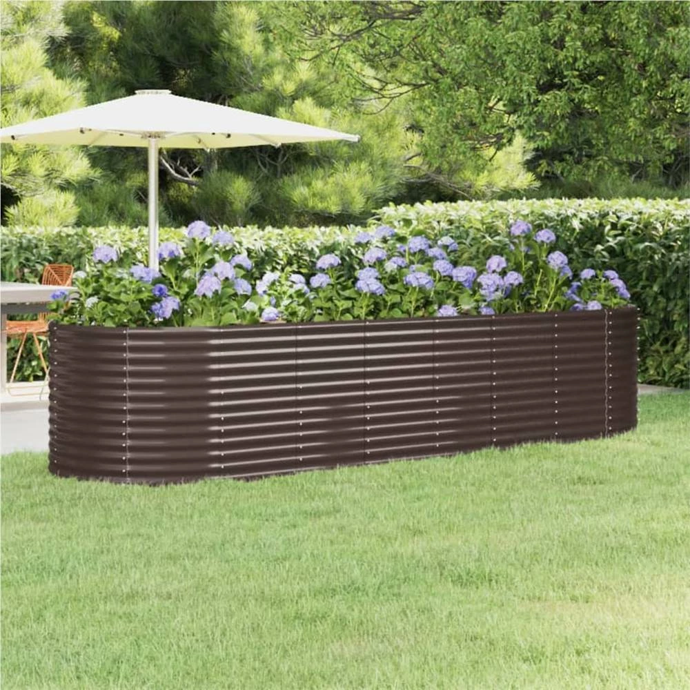 Garden Planter Powder-coated Steel 322x100x68 Cm Brown