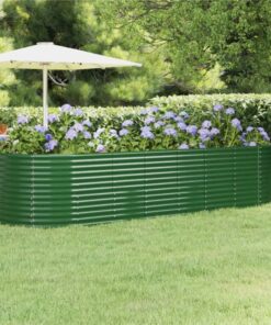 Garden Planter Powder-coated Steel 322x100x68 Cm Green