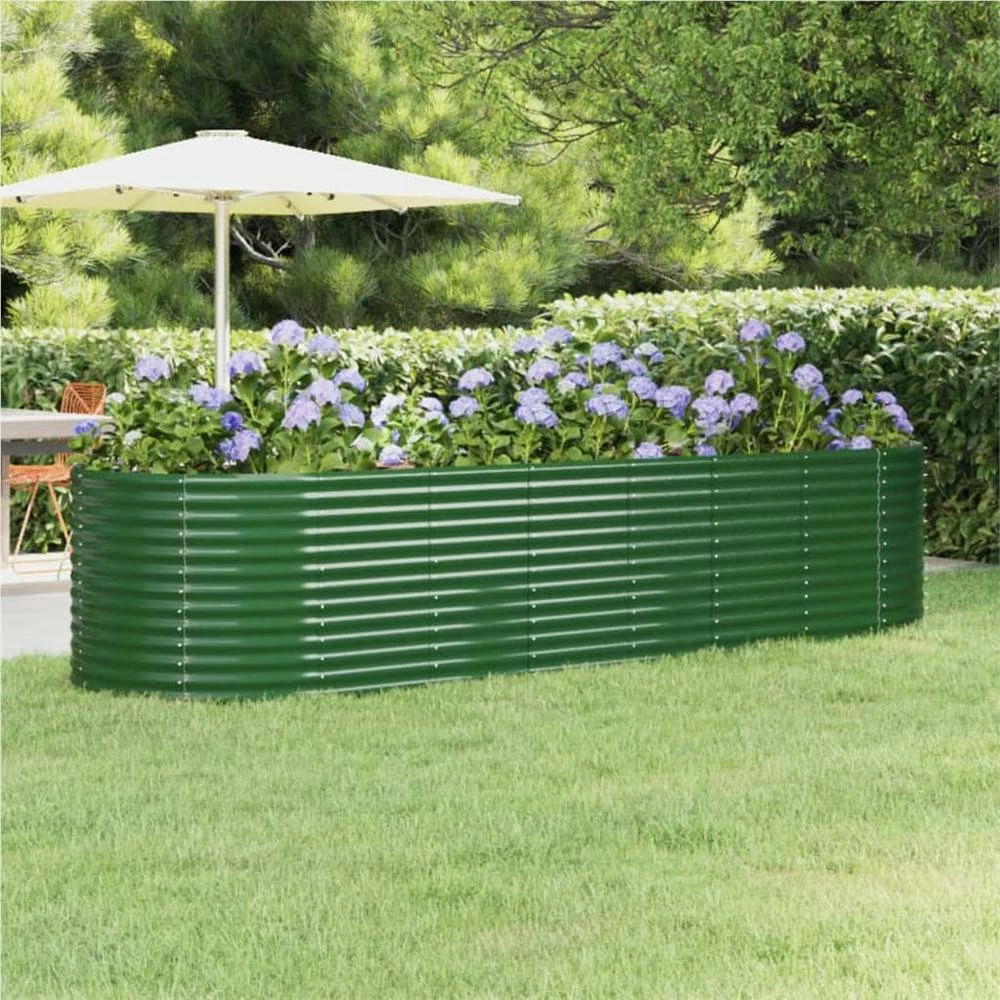 Garden Planter Powder-coated Steel 322x100x68 Cm Green