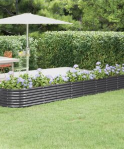Garden Planter Powder-coated Steel 368x80x36 Cm Anthracite