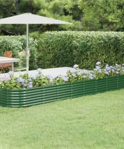 Garden Planter Powder-coated Steel 368x80x36 Cm Green