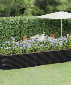 Garden Planter Powder-coated Steel 368x80x68 Cm Anthracite