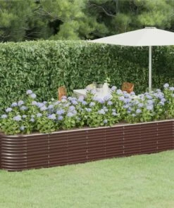 Garden Planter Powder-coated Steel 368x80x68 Cm Brown