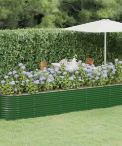 Garden Planter Powder-coated Steel 368x80x68 Cm Green