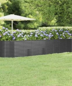 Garden Planter Powder-coated Steel 396x100x68 Cm Anthracite