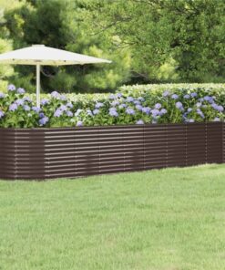 Garden Planter Powder-coated Steel 396x100x68 Cm Brown