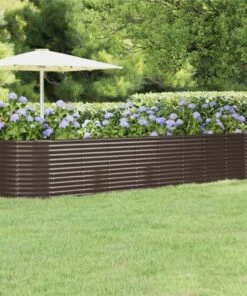 Garden Planter Powder-coated Steel 396x100x68 Cm Brown