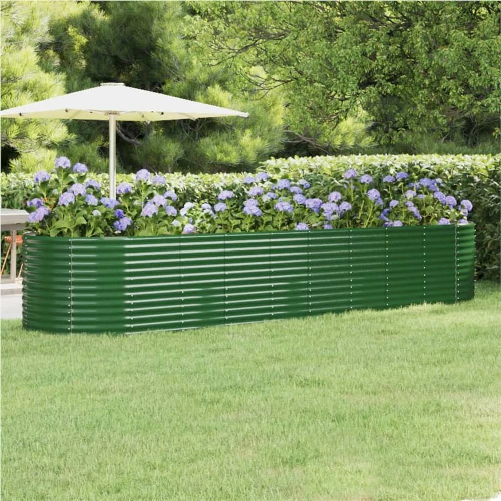 Garden Planter Powder-coated Steel 396x100x68 Cm Green
