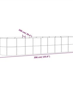 Garden Planter Powder-coated Steel 396x100x68 Cm Green 7 Garden Planter Powder-coated Steel 396x100x68 Cm Green -Room Garden Planter Powder coated Steel 396x100x68 cm Green 515703 5