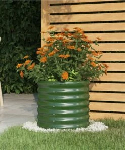 Garden Planter Powder-coated Steel 40x40x36 Cm Green