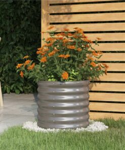 Garden Planter Powder-coated Steel 40x40x36 Cm Grey