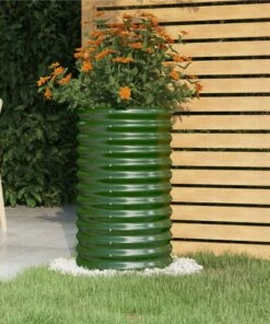 Garden Planter Powder-coated Steel 40x40x68 Cm Green