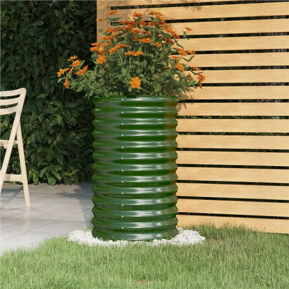 Garden Planter Powder-coated Steel 40x40x68 Cm Green