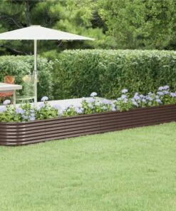 Garden Planter Powder-coated Steel 440x80x36 Cm Brown
