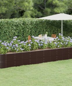 Garden Planter Powder-coated Steel 440x80x68 Cm Brown
