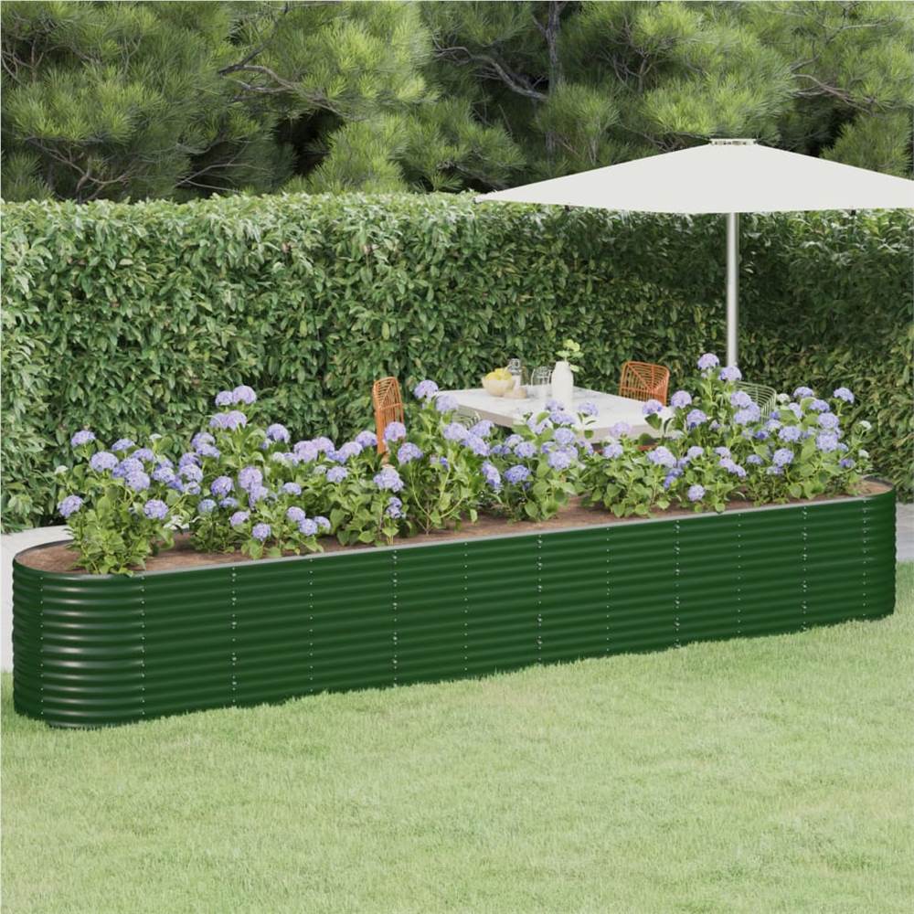 Garden Planter Powder-coated Steel 440x80x68 cm Green Garden Planter Powder-coated Steel 440x80x68 Cm Green -Room Garden Planter Powder coated Steel 440x80x68 cm Green 513861 0