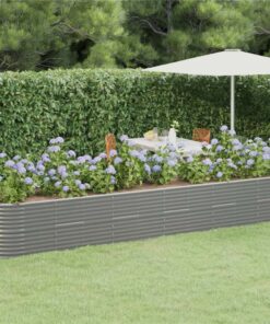 Garden Planter Powder-coated Steel 440x80x68 Cm Grey