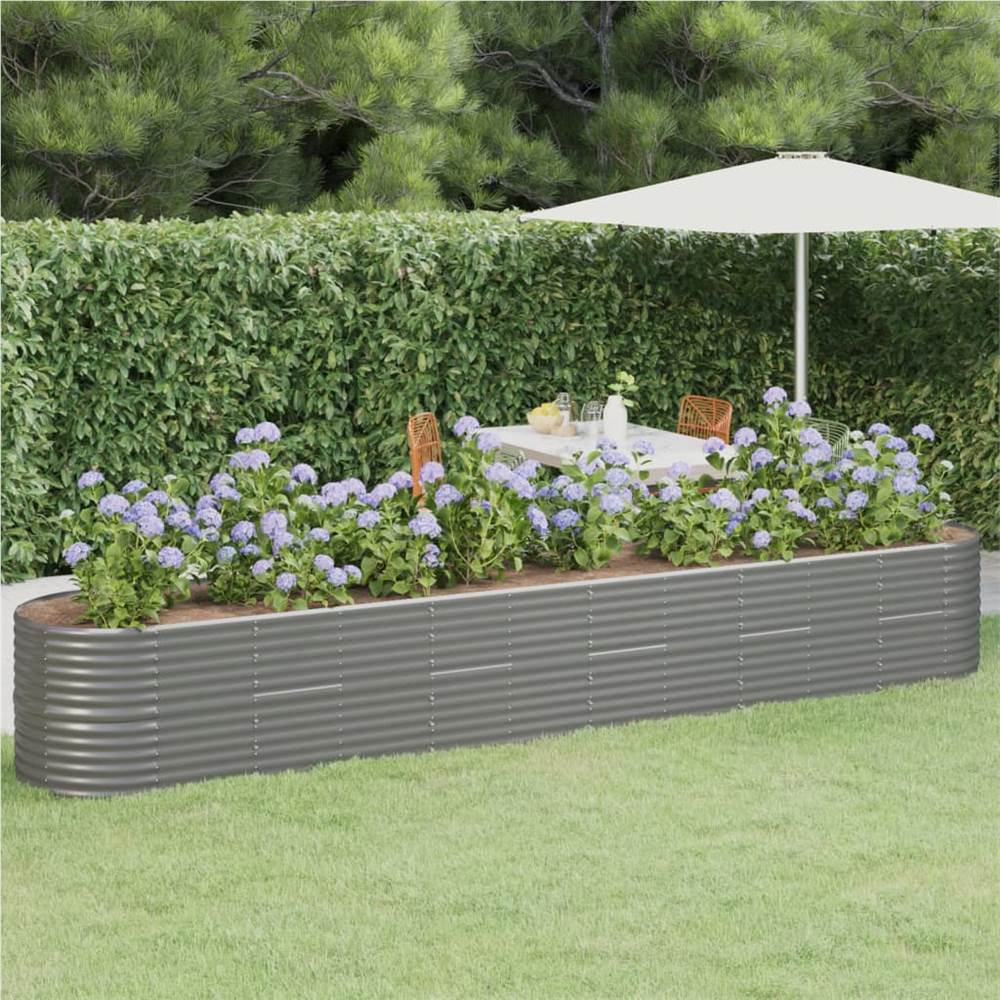 Garden Planter Powder-coated Steel 440x80x68 cm Grey Garden Planter Powder-coated Steel 440x80x68 Cm Grey -Room Garden Planter Powder coated Steel 440x80x68 cm Grey 513857 0