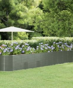 Garden Planter Powder-coated Steel 507x100x68 Cm Grey