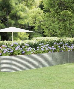 Garden Planter Powder-coated Steel 507x100x68 Cm Silver