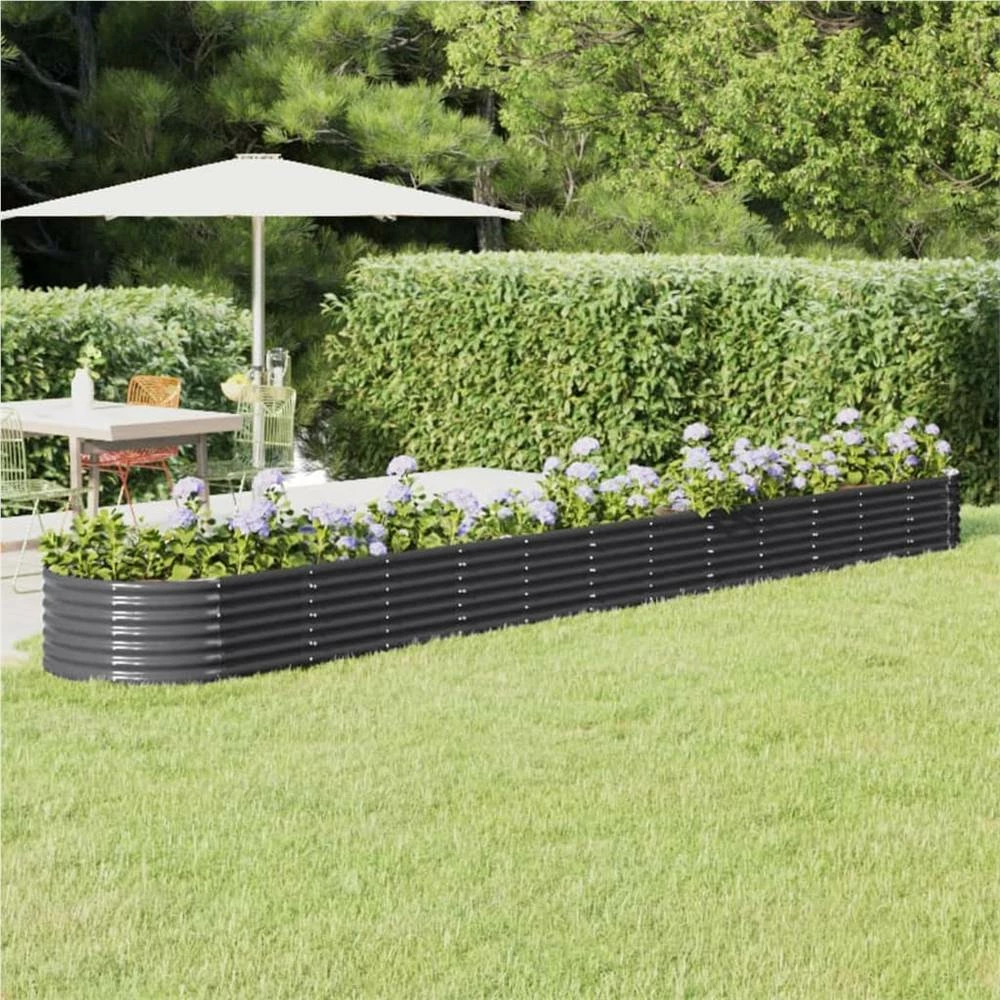Garden Planter Powder-coated Steel 512x80x36 Cm Anthracite