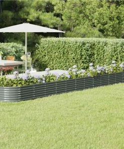Garden Planter Powder-coated Steel 512x80x36 Cm Grey