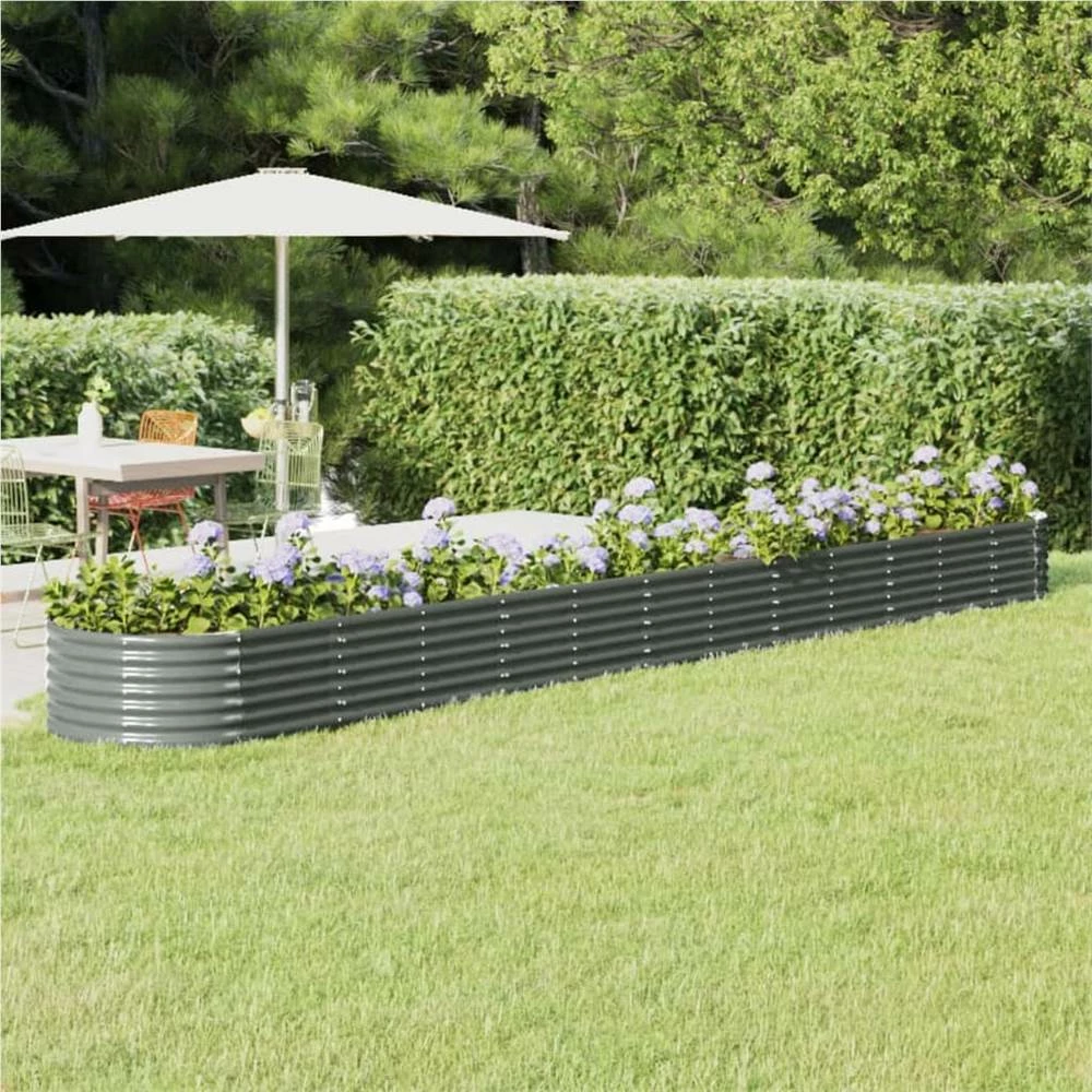 Garden Planter Powder-coated Steel 512x80x36 Cm Grey