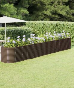 Garden Planter Powder-coated Steel 512x80x68 Cm Brown
