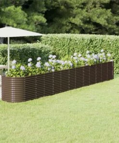 Garden Planter Powder-coated Steel 512x80x68 Cm Brown